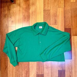 Sunday Best | Oversized cropped green long sleeve polo sweater size large
